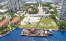 Aerial of construction at 321 at Water's Edge.